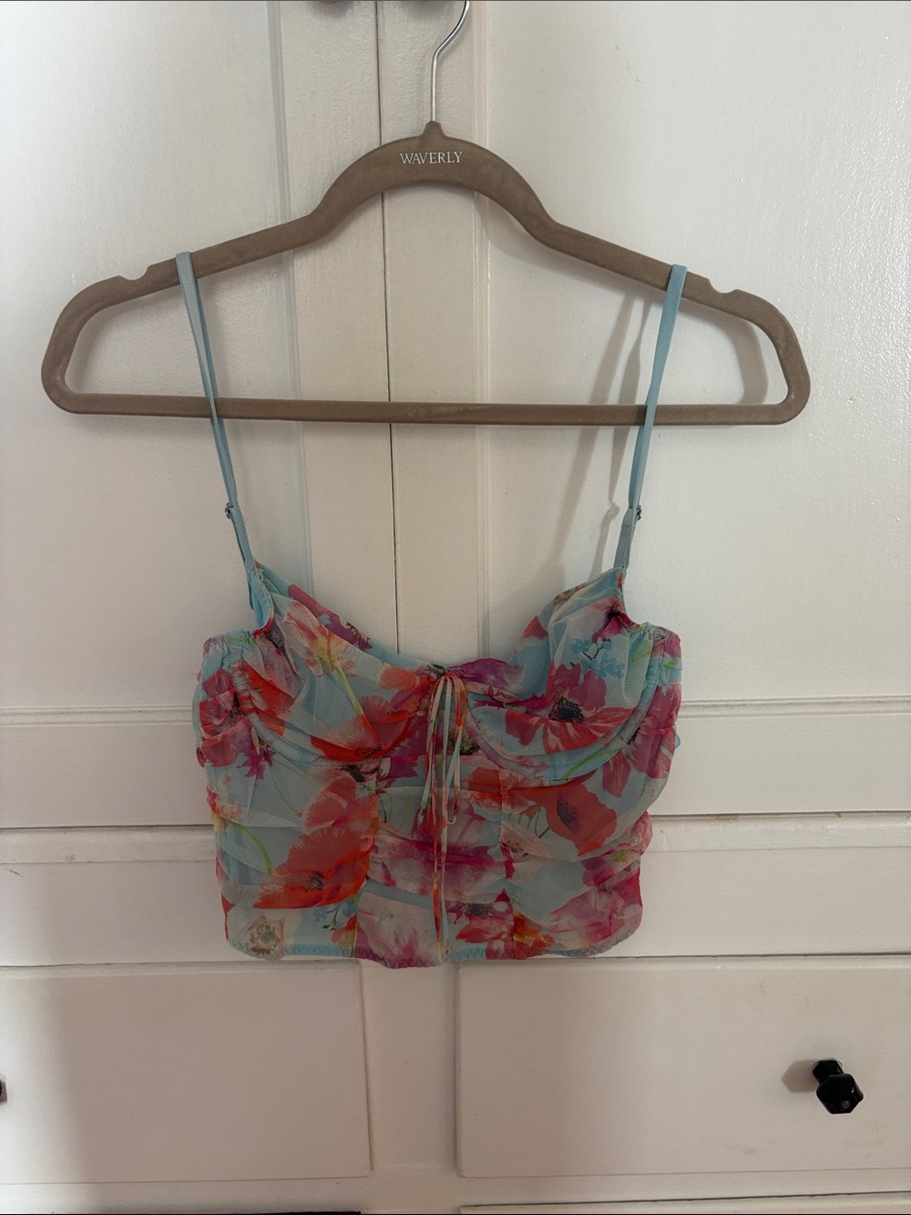 Victoria's Secret Floral Tie-Front Cami Top - Blue/Pink/Coral